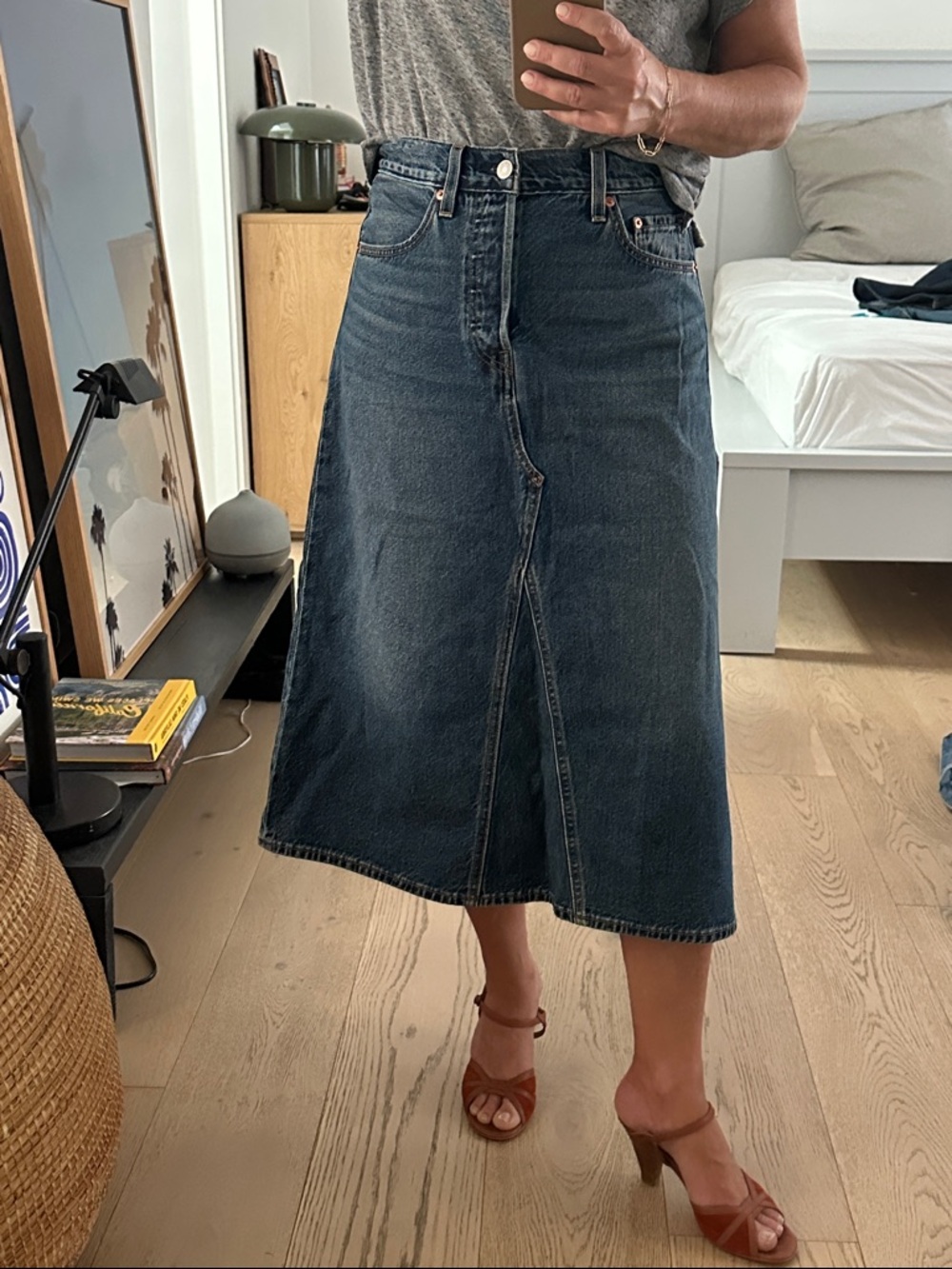 Levi's Dark Blue Denim Midi Skirt